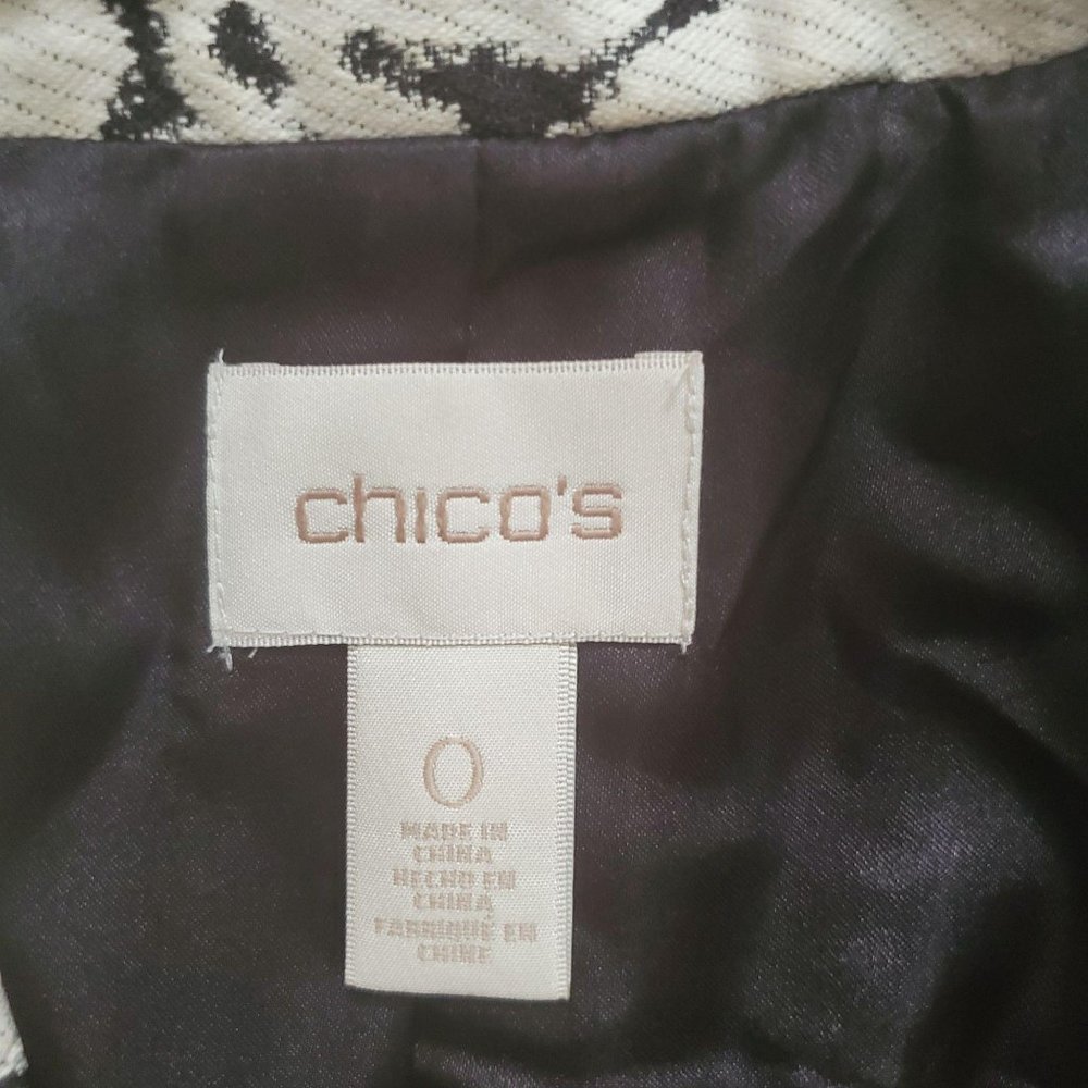 Chicos Women's Bi-Color Animal Zebra Print Suit Jacket Blazer Size 0/ XS‎ (4-6) - Picture 12 of 16
